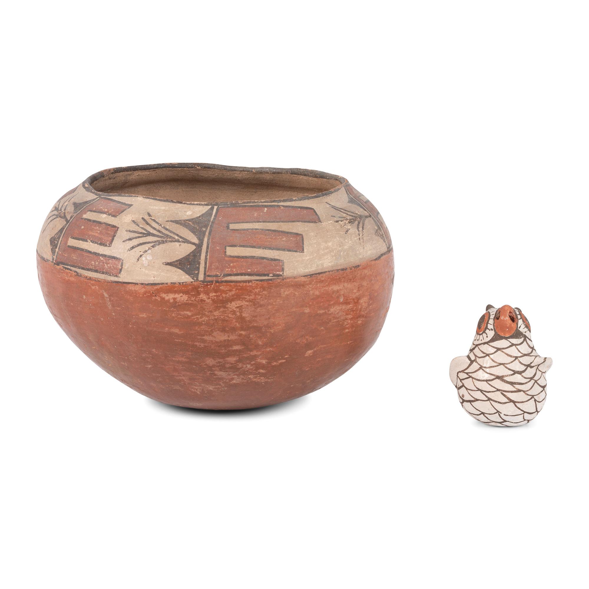 Zuni Owl and Zia Bowl