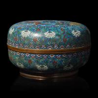 A Large Chinese Cloisonné Wedding Box, Late Qing to Early Republic Period — 晚清民國 掐絲琺琅捧盒