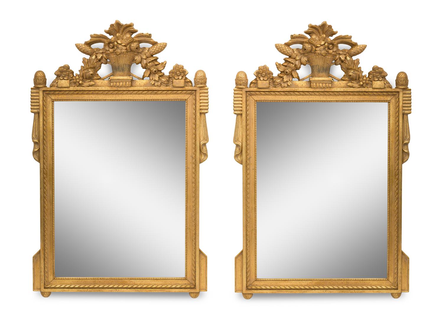 A Pair of Louis XVI Style Giltwood Mirrors