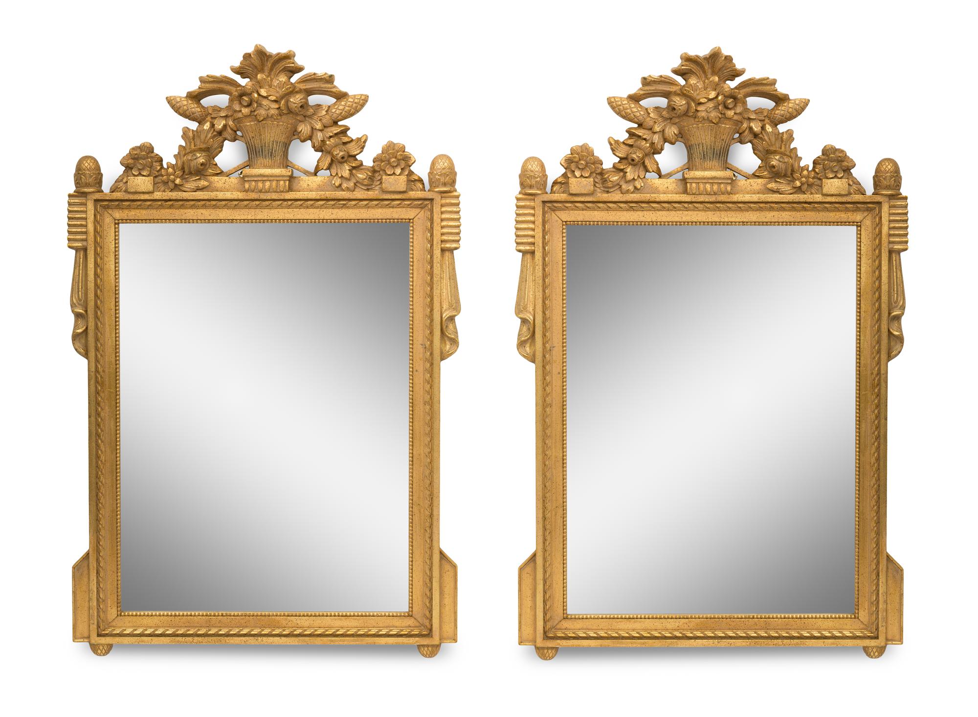 A Pair of Louis XVI Style Giltwood Mirrors