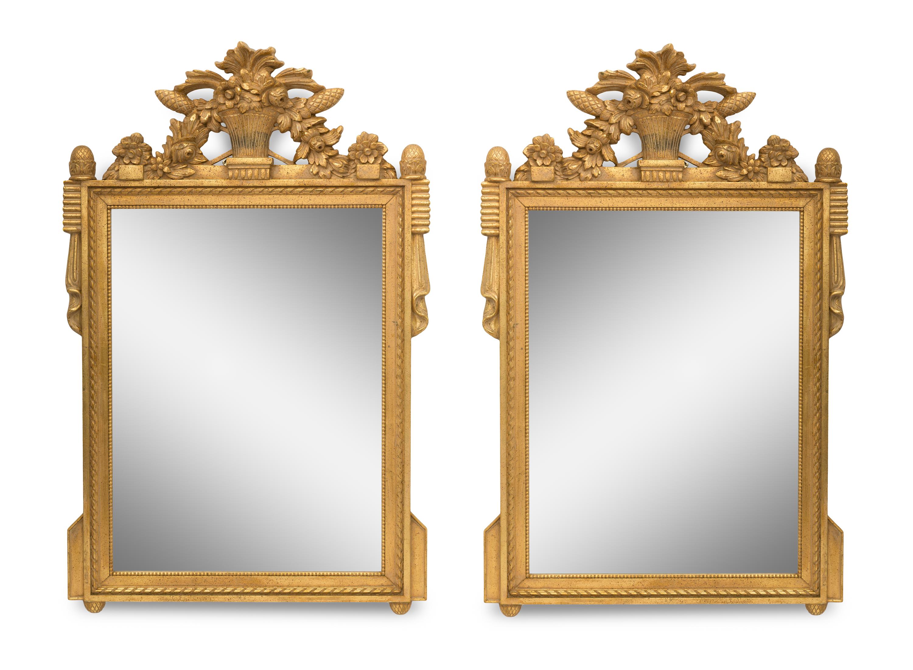 A Pair of Louis XVI Style Giltwood Mirrors