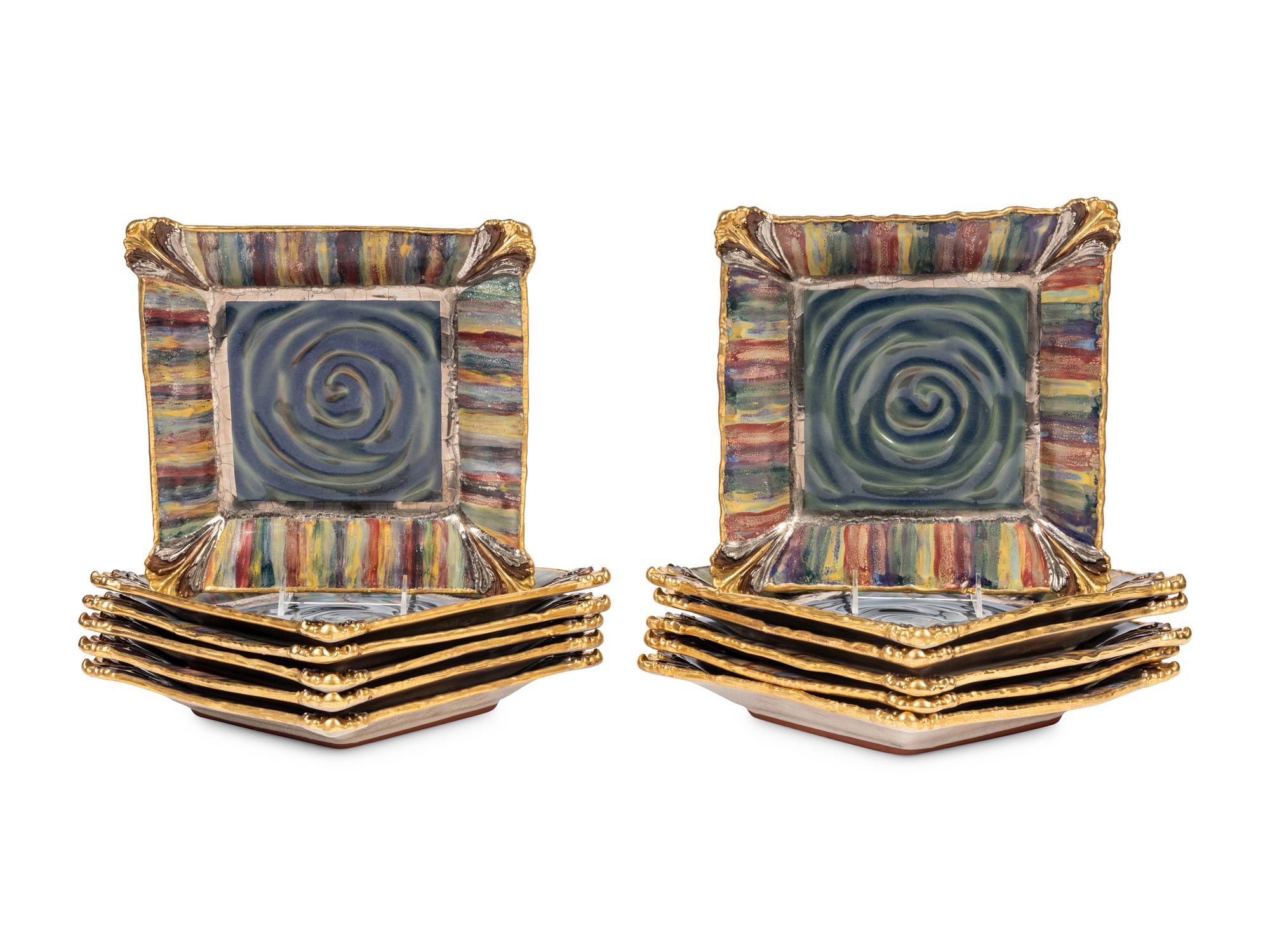 A Set of Twelve MacKenzie-Childs Ceramic Dinner Plates