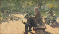 Children in the Park , At the Beach , The Park Bench and Reading the Newspaper (four works)
