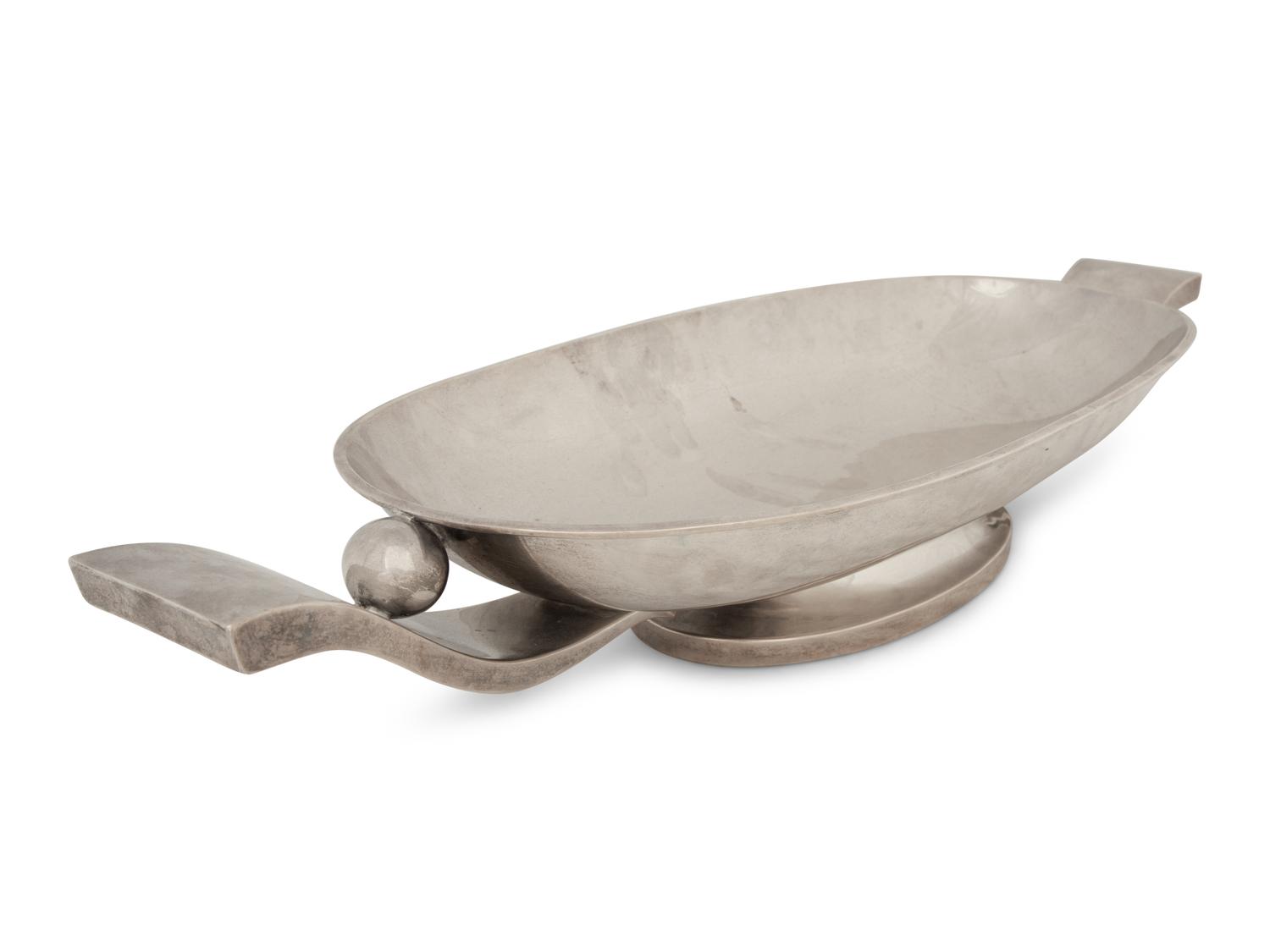 A Tango Aceves Mexican Modernist Silver Centerpiece Bowl — Taxco, Mid-20th Century