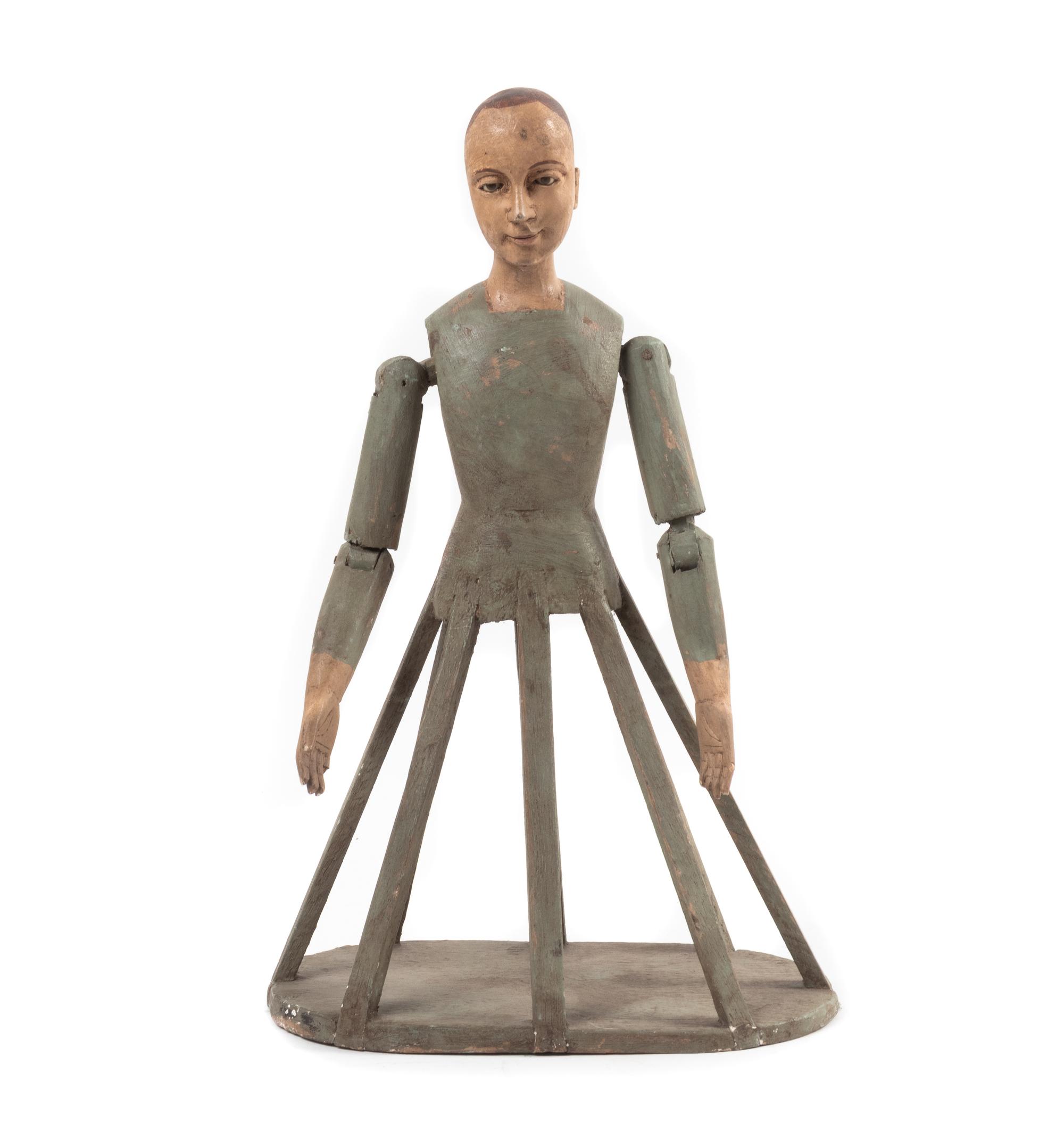 A Continental Painted Cage Doll