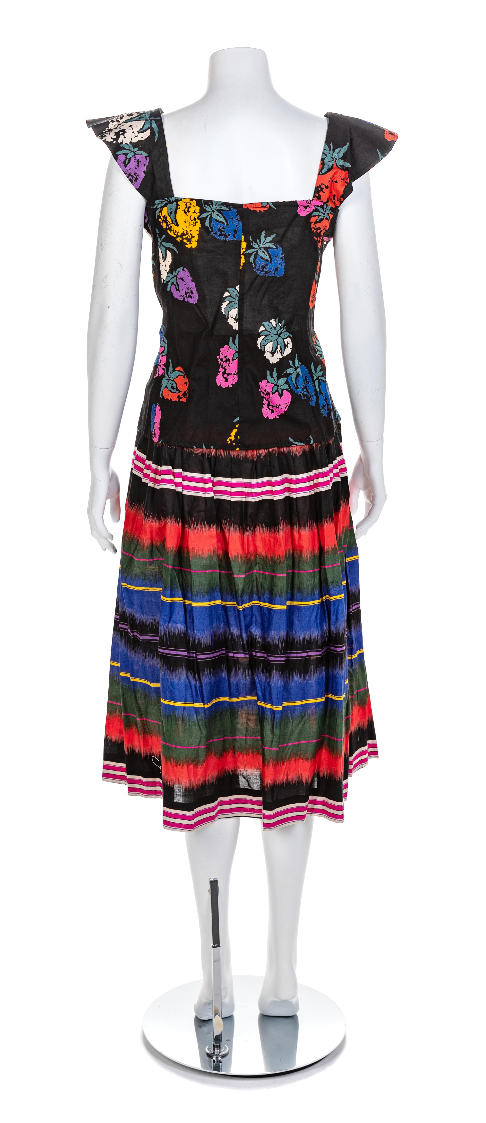 Emanuel Ungaro Multicolored Three Piece Ensemble, 1980s Top and skirt size: 10