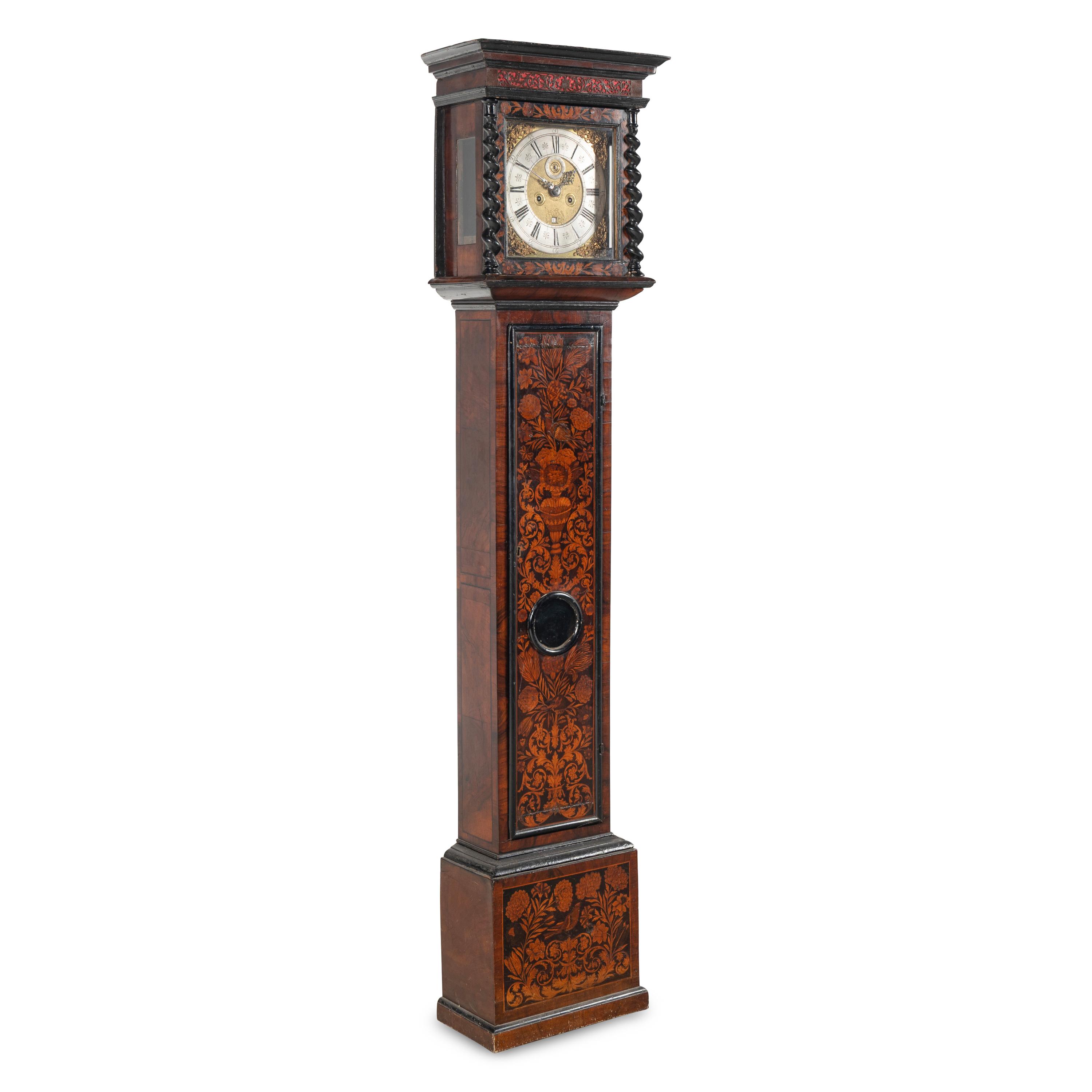 A William and Mary Walnut and Marquetry Tall Case Clock