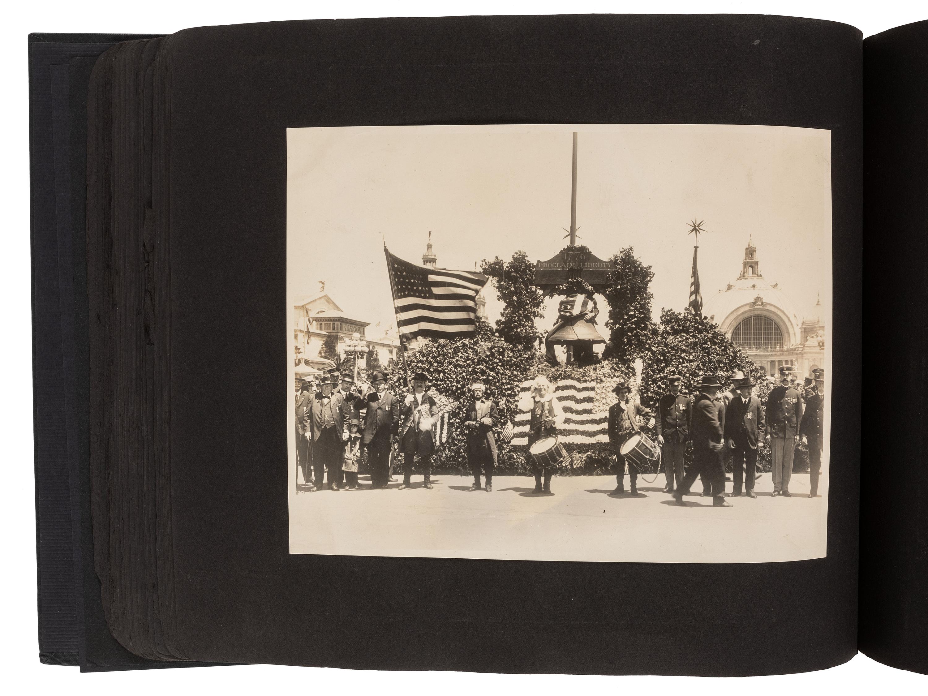 Americana Album containing approx. 350 photographs documenting the journey of the Liberty Bell from Philadelphia to San Francisco for the Panama-Pacific Exposition. 1915.