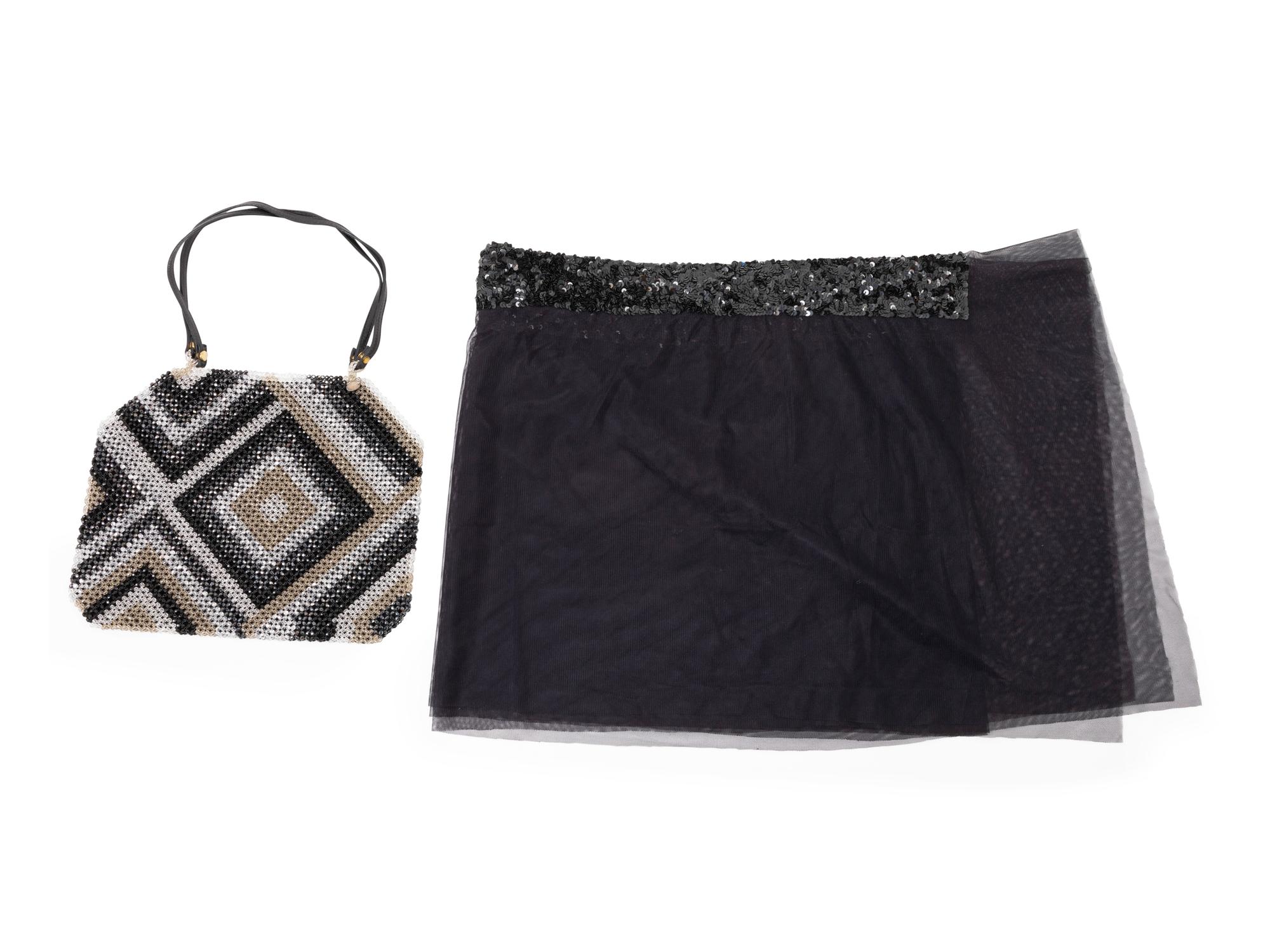 Matching Choker, Earrings, and Handbag with a Shawl, 1980-90s