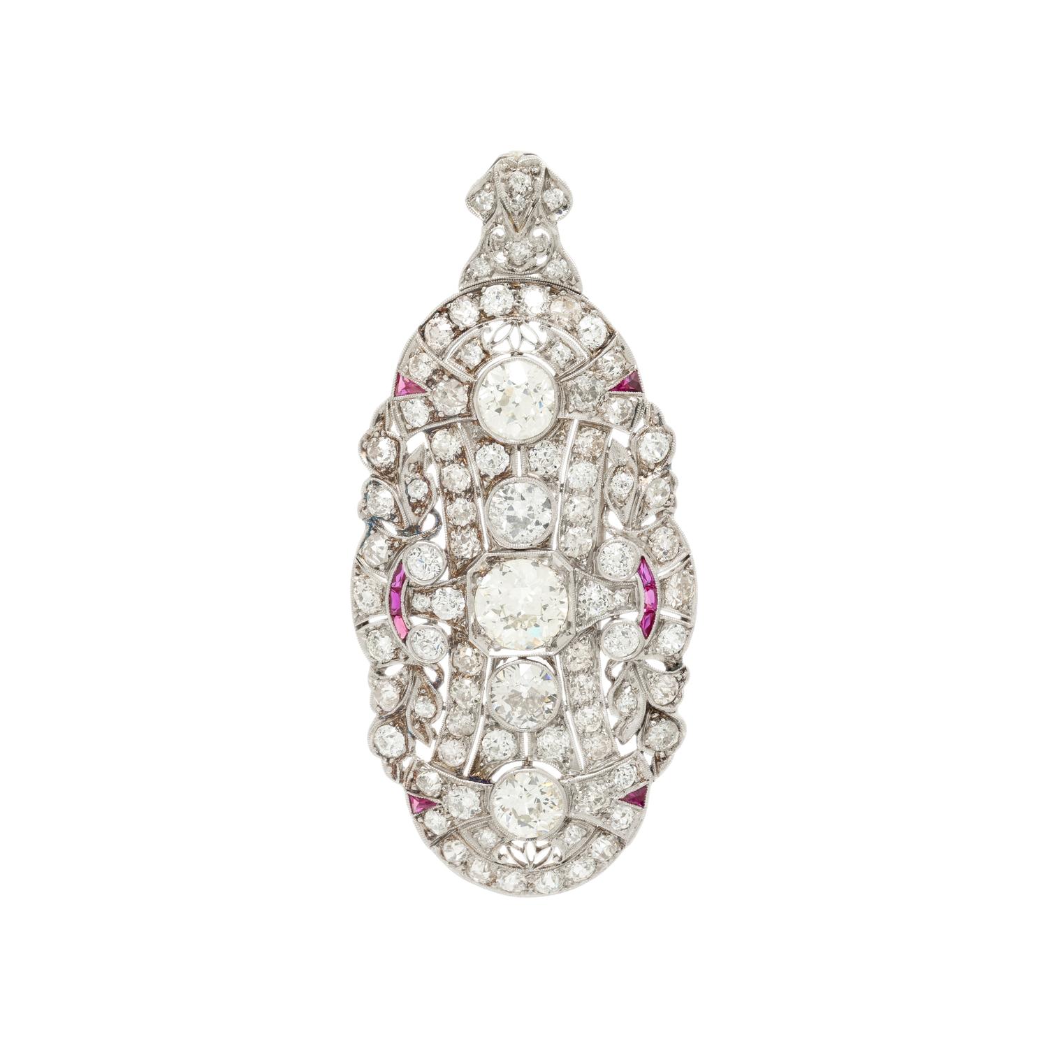 ART DECO, DIAMOND PENDANT BROOCH