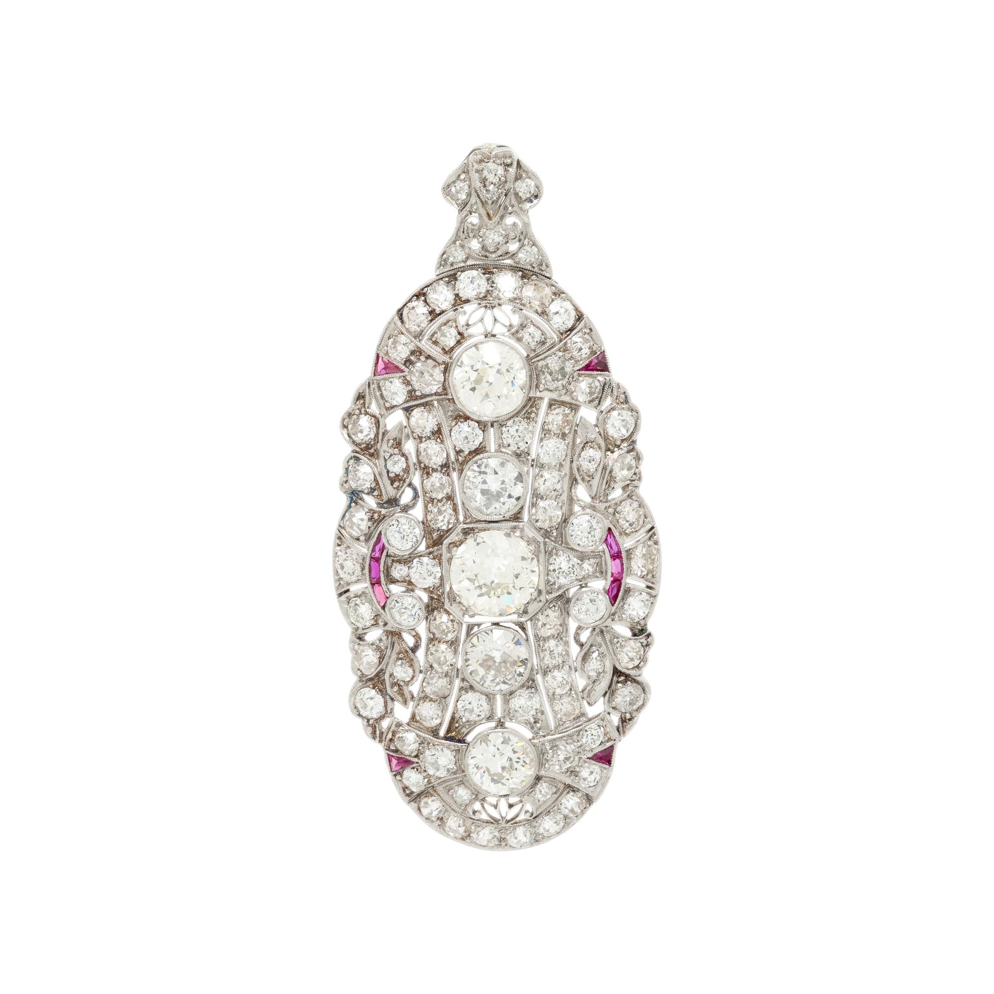 ART DECO, DIAMOND PENDANT BROOCH