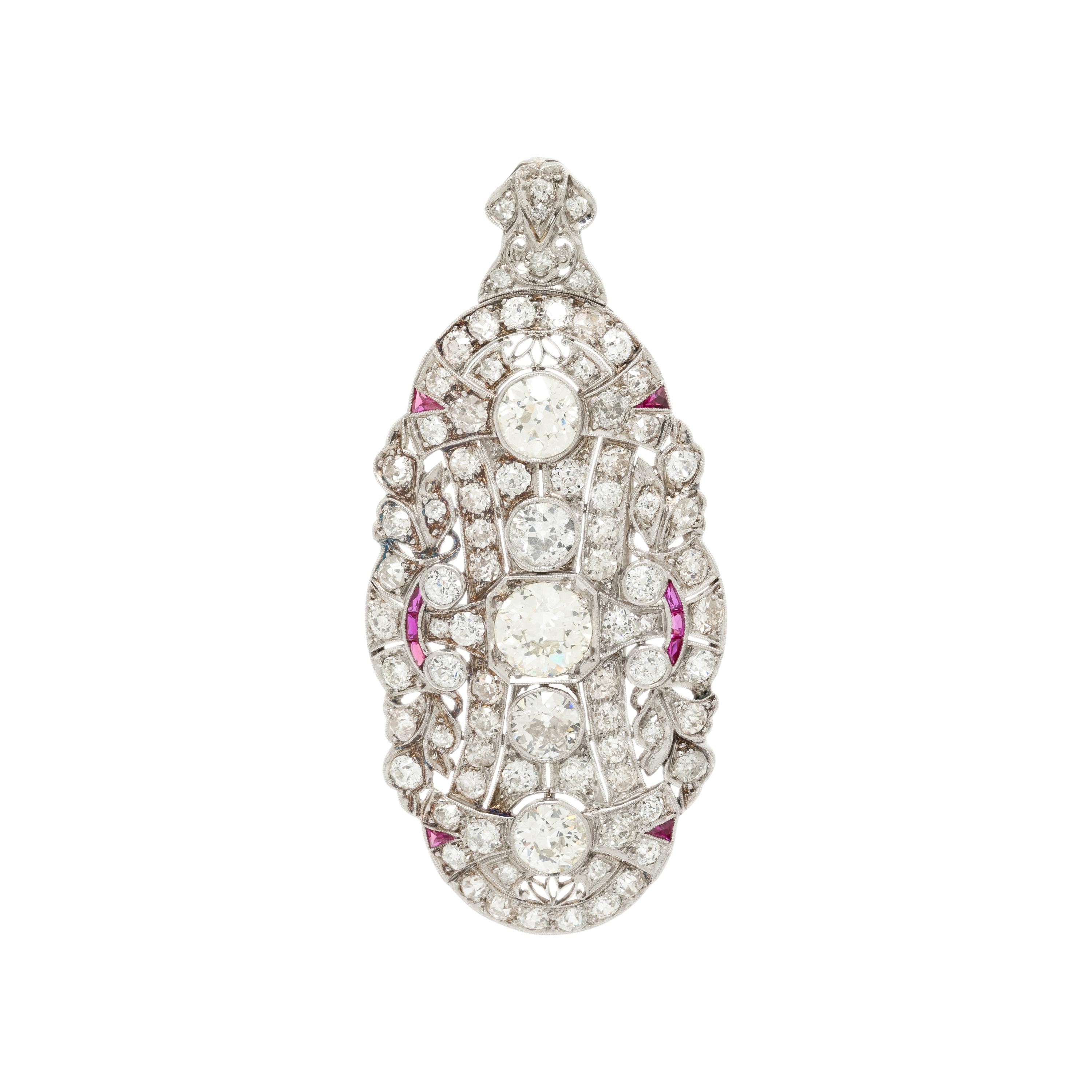 ART DECO, DIAMOND PENDANT BROOCH