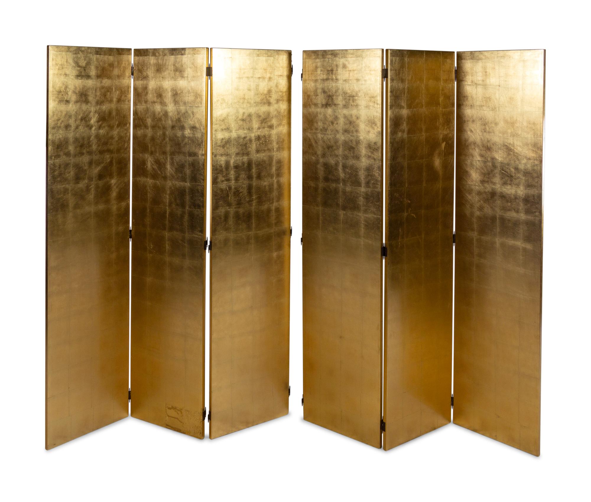 A Contemporary Giltwood Six-Panel Screen