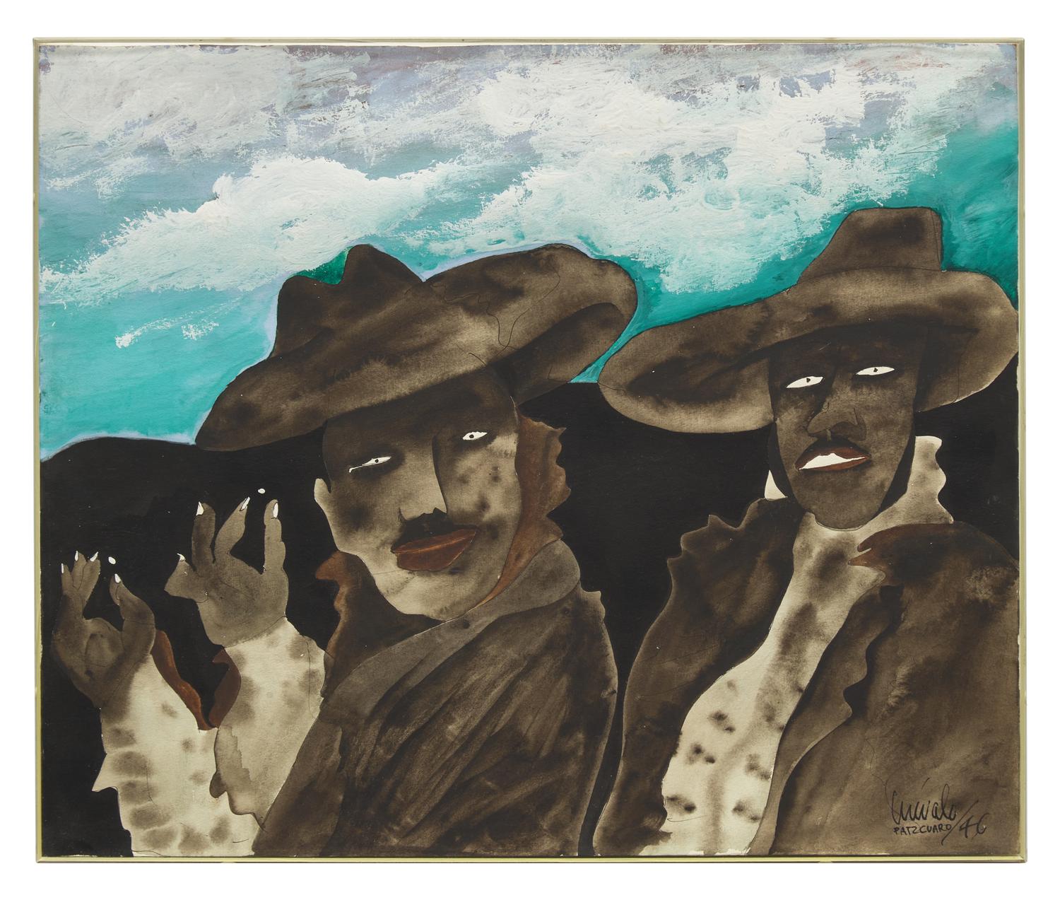 Men in Hats ; together with Two Men Standing