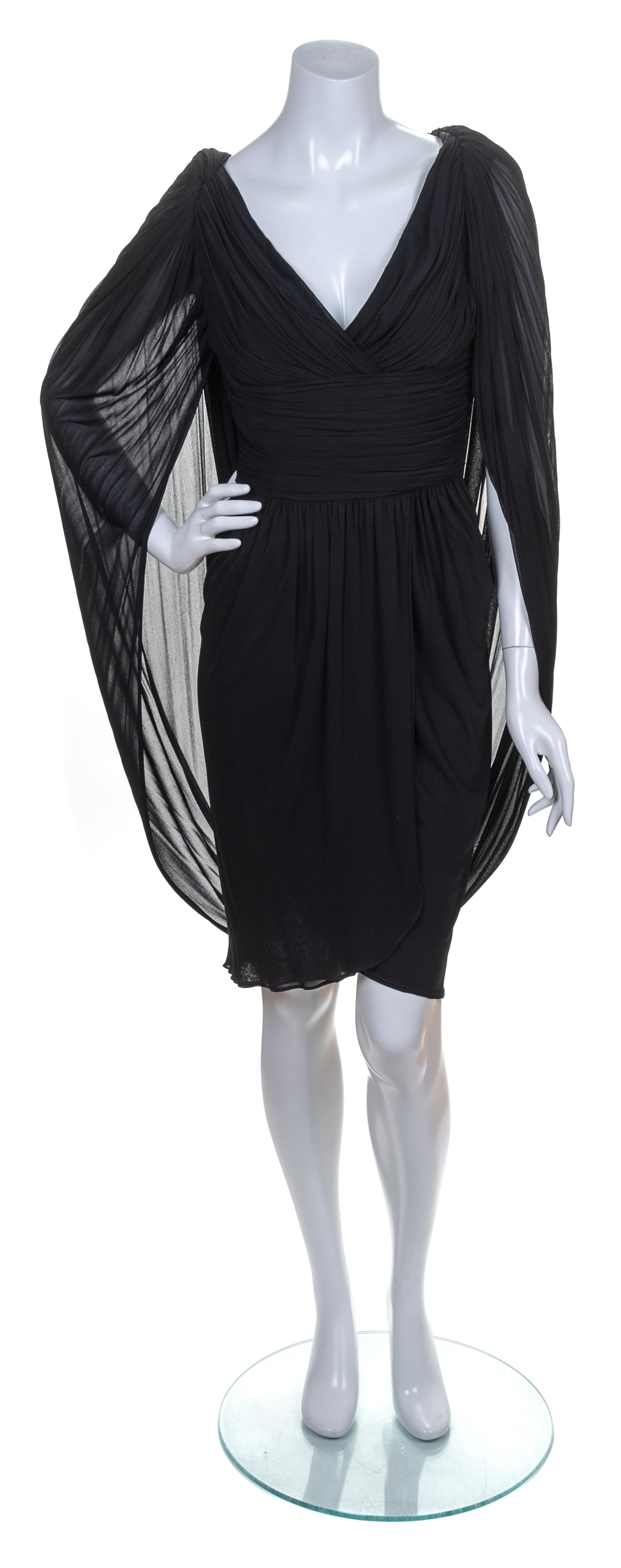 A Halston Black Silk Cocktail Dress,