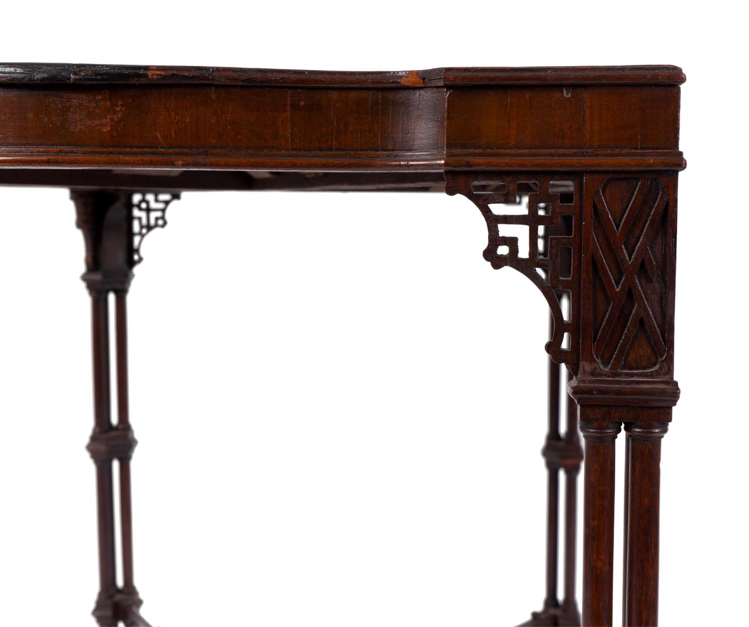 A George III Chinese Chippendale Style Mahogany Silver Table — LATE 18TH CENTURY