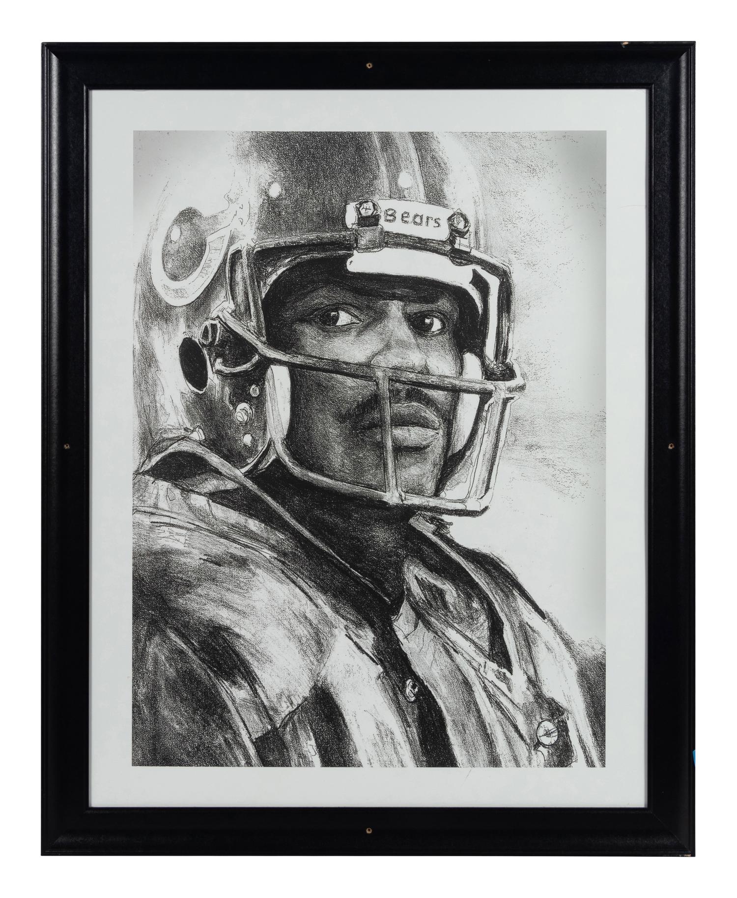 A Group of Five Photographs of Football Players Formerly Displayed at Mike Ditka’s Restaurant