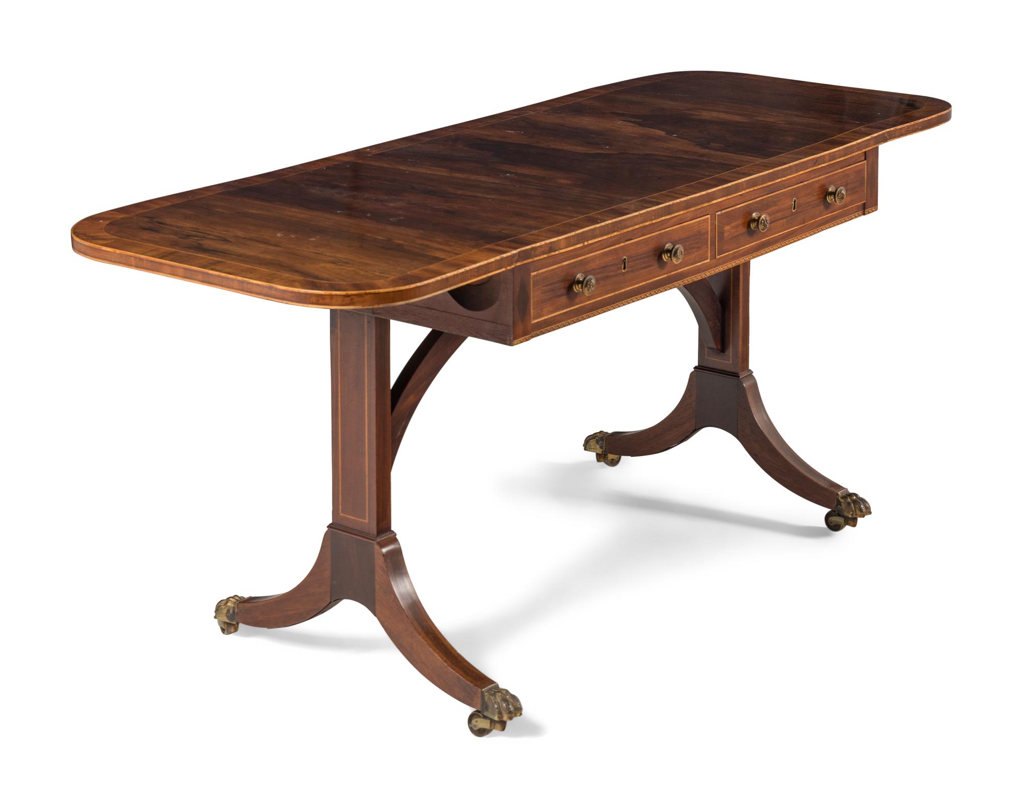 A Regency Rosewood and Mahogany Sofa Table
