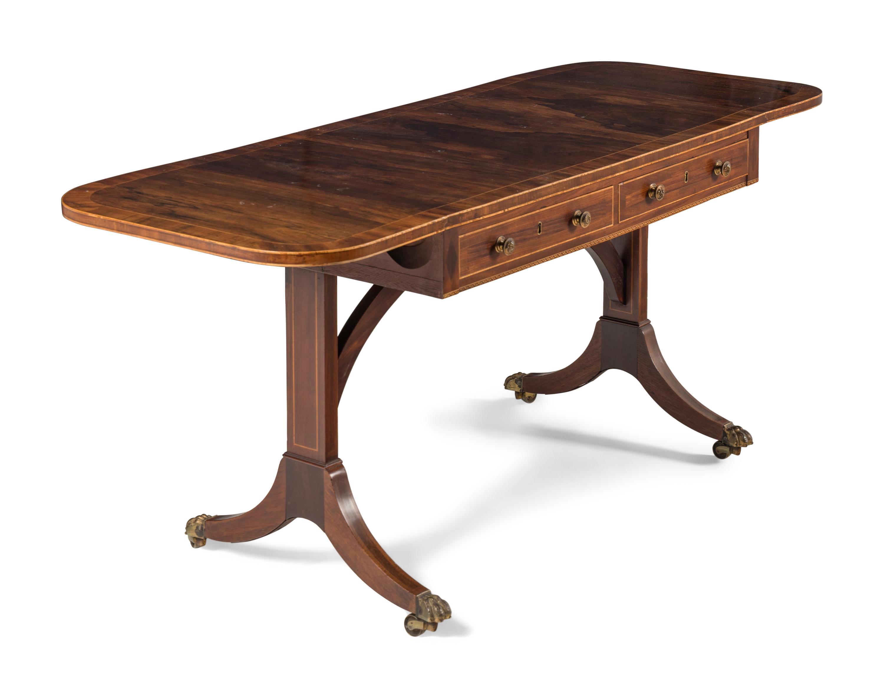 A Regency Rosewood and Mahogany Sofa Table