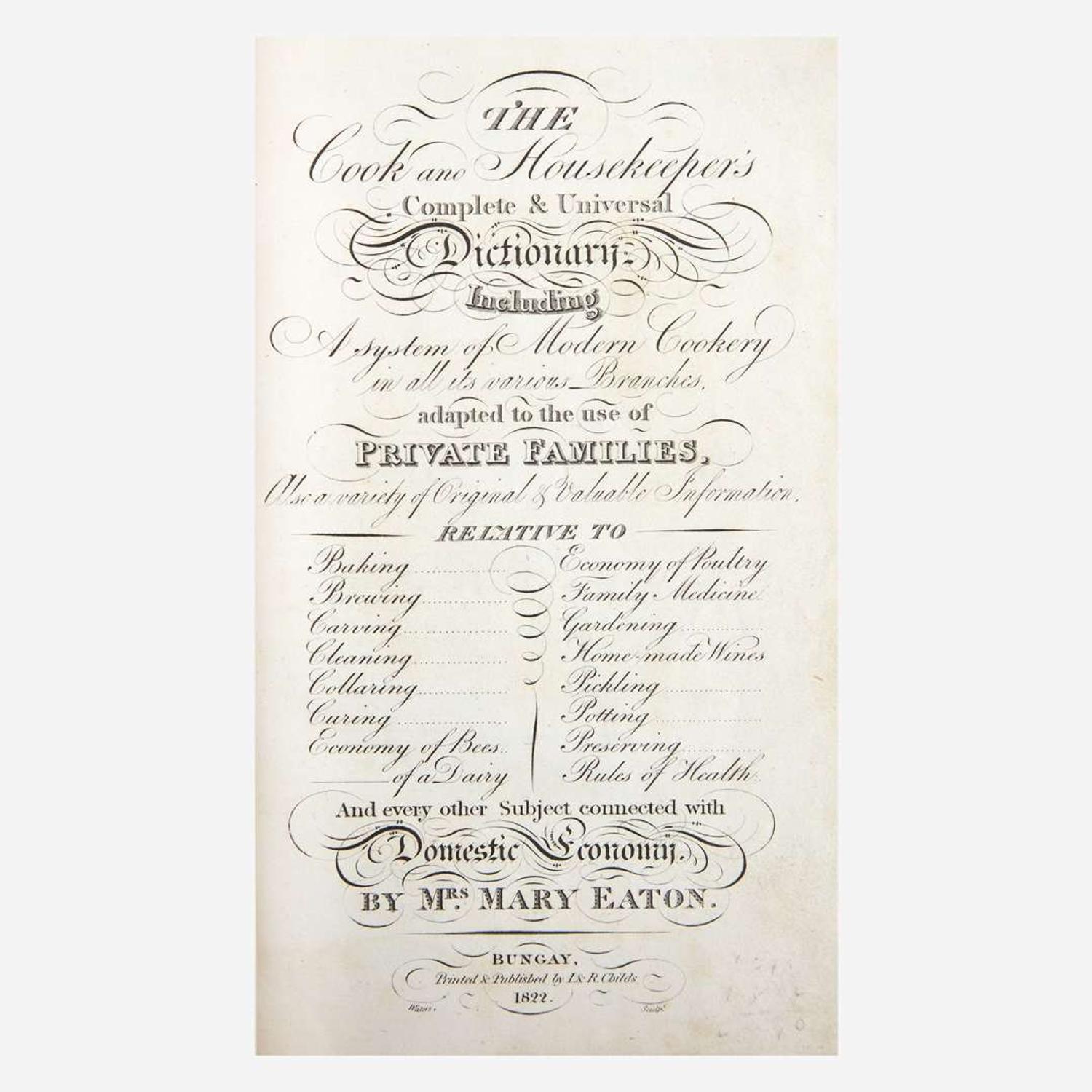 [Food & Drink] Group of 12 18th and 19th Century Titles on Cooking and Housekeeping