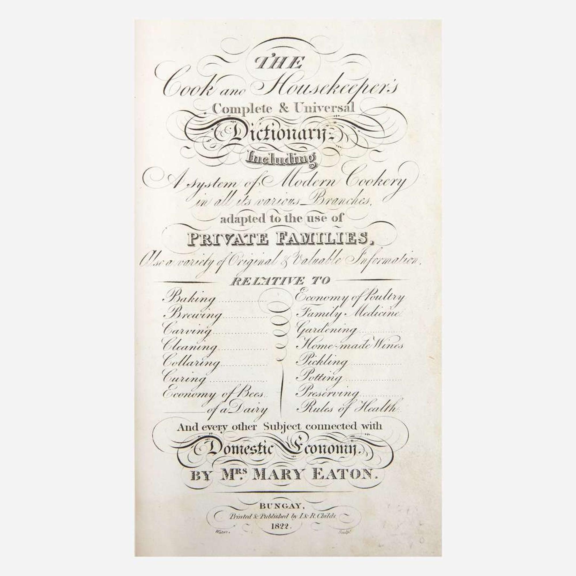 [Food & Drink] Group of 12 18th and 19th Century Titles on Cooking and Housekeeping