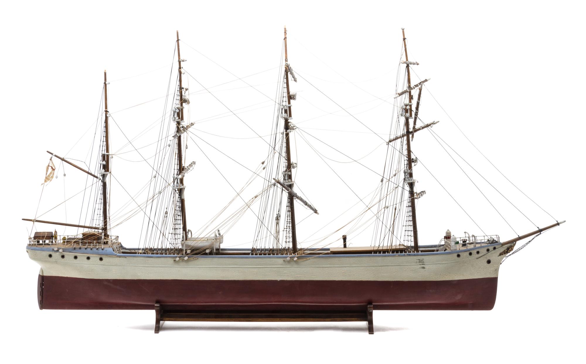 An American Polychrome Wood Ship Model Height 22 1/2 x length 43 1/2 inches. — THE CALIFORNIA