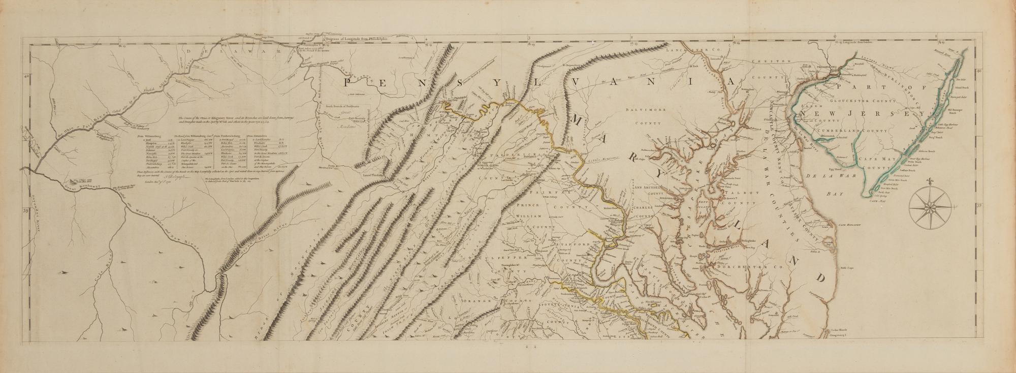 [MAPS & ATLASES]. FRY, Joshua (1699-1754) and Peter JEFFERSON (1708-1757). A Map of the Most Inhabited Part of Virginia containing the whole Province of Maryland with Part of Pensilvania, New Jersey, and North Carolina . London: Robert Sayer and Thomas Jefferys, 1775.