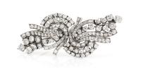 A Pair of Platinum and Diamond Dress Clips, Circa 1950, 18.30 dwts.