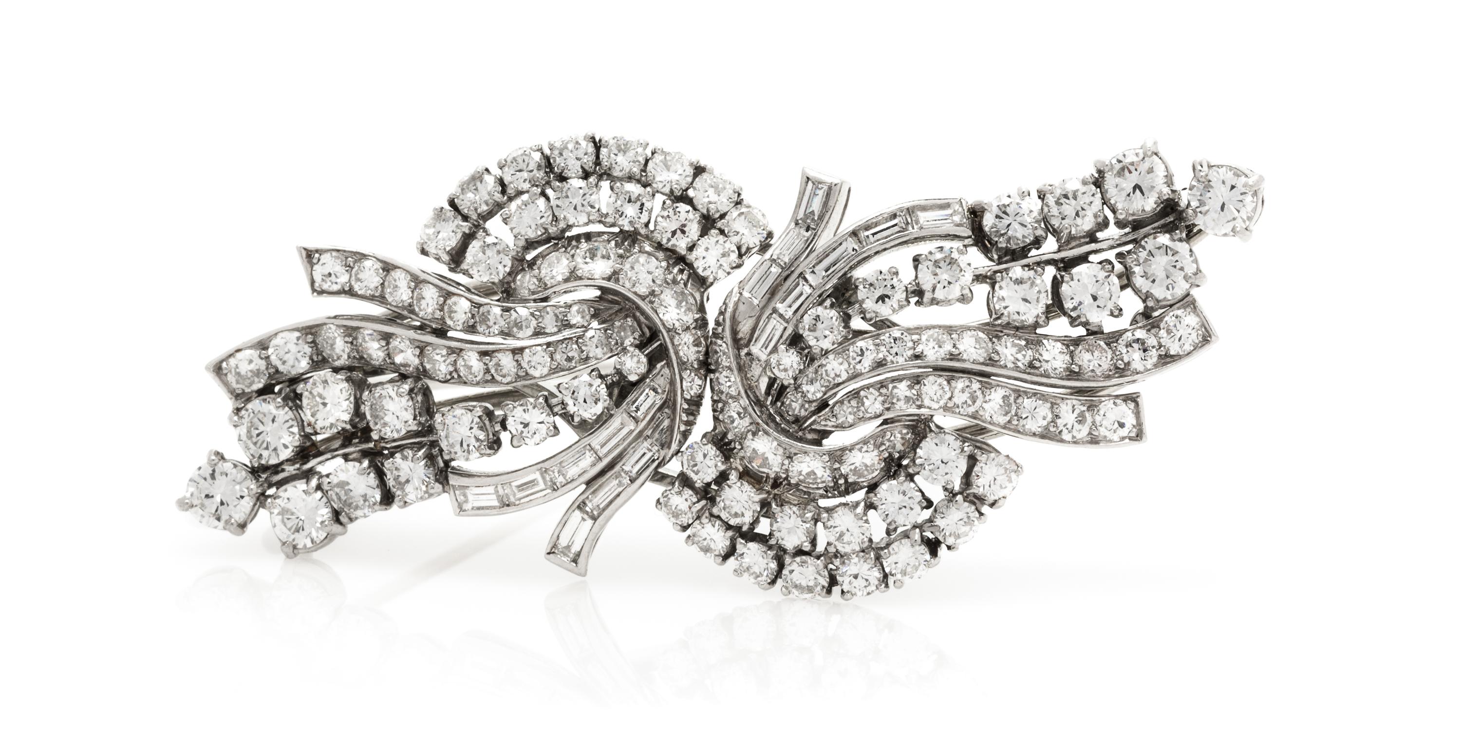 A Pair of Platinum and Diamond Dress Clips, Circa 1950, 18.30 dwts.