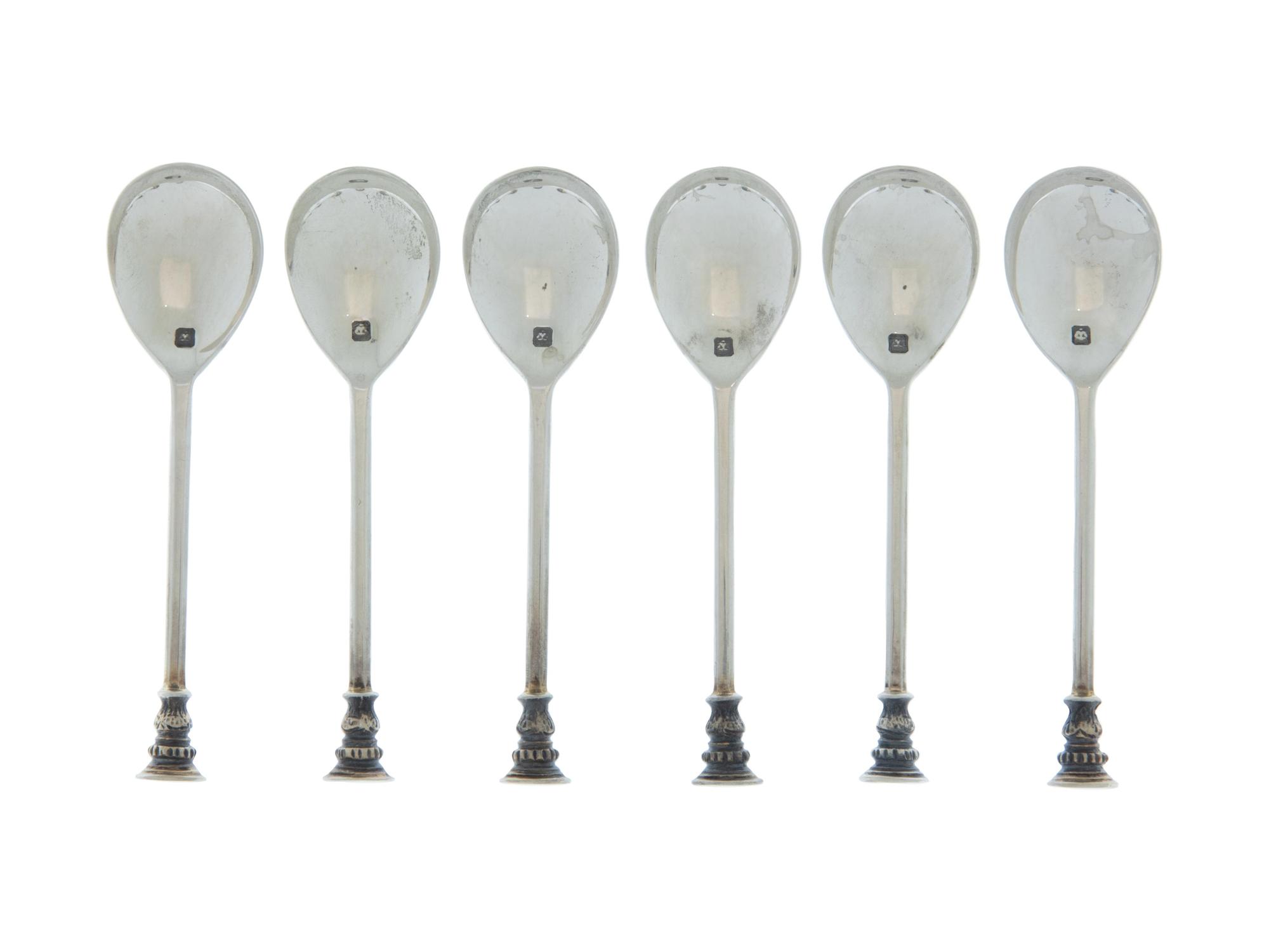 A Set of Six English Silver Seal Spoons, Thomas Bradbury & Sons — 20th Century