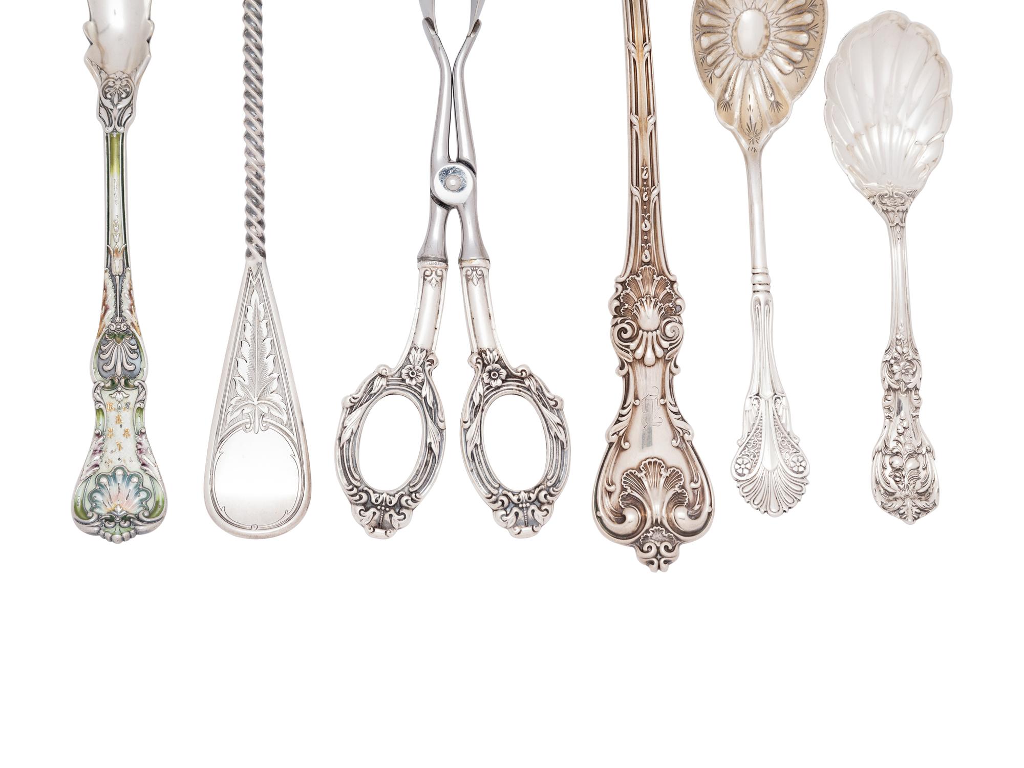 Six American Silver Flatware Serving Articles