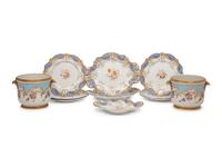 A Group of English Blue-Ground Porcelain Dessert Service Articles
