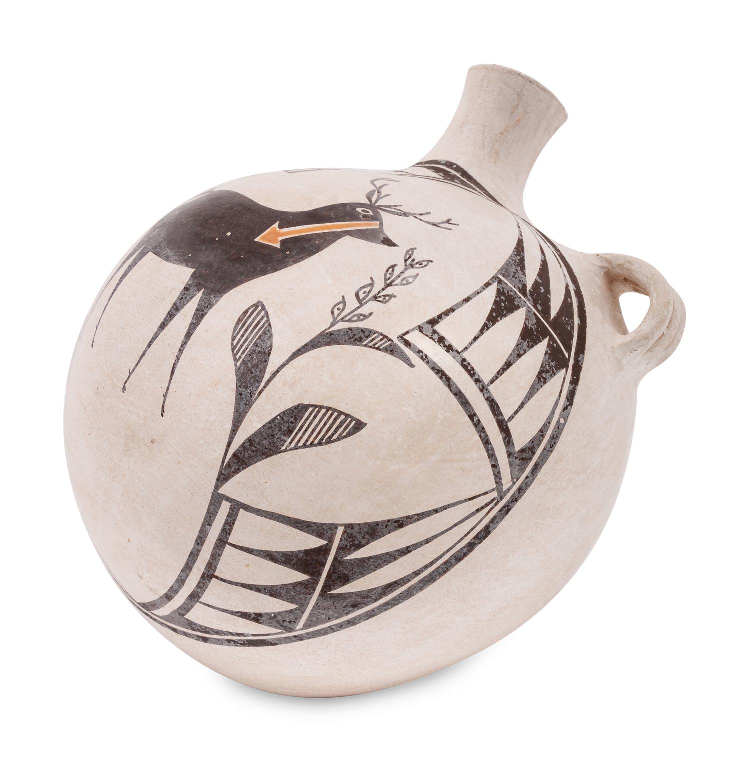 Pottery Canteen, with Heartline Deer