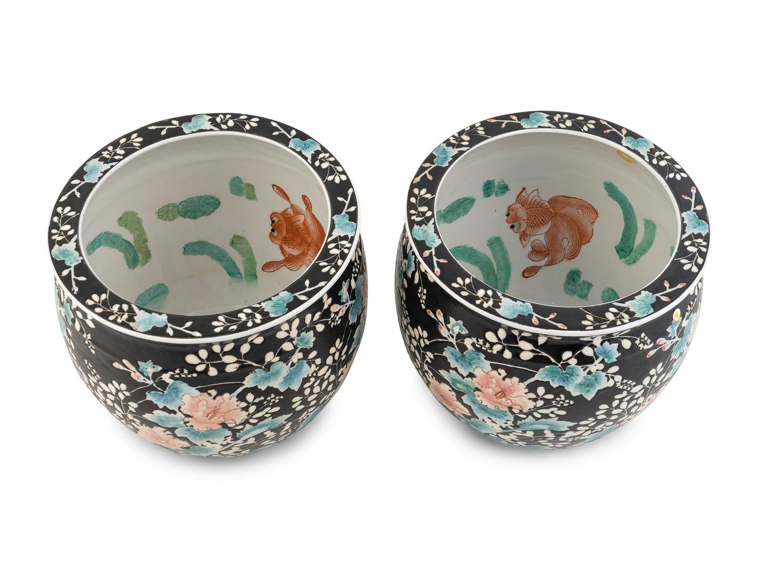 A Pair of Chinese Famille Rose Porcelain Fish Bowls