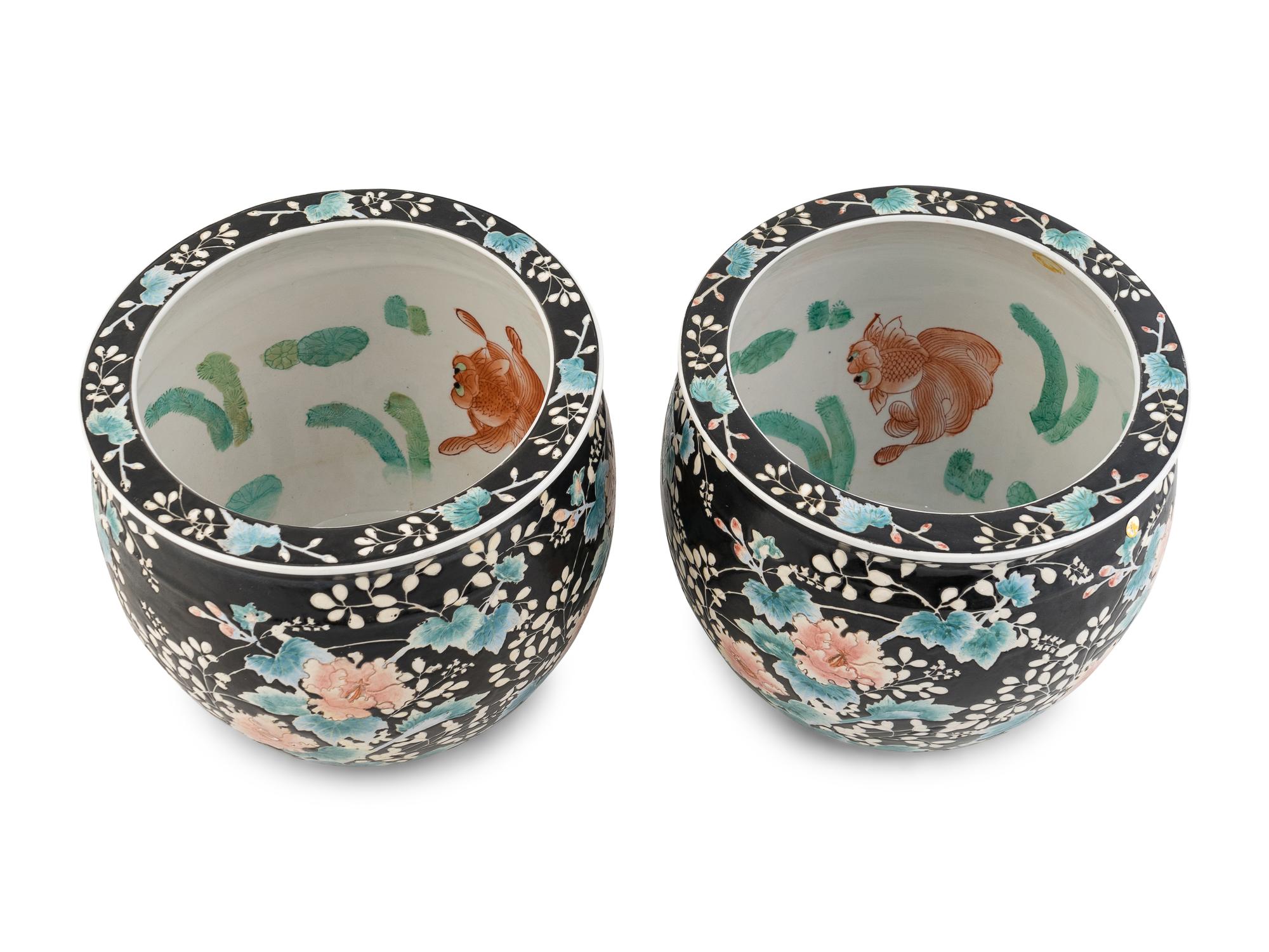 A Pair of Chinese Famille Rose Porcelain Fish Bowls