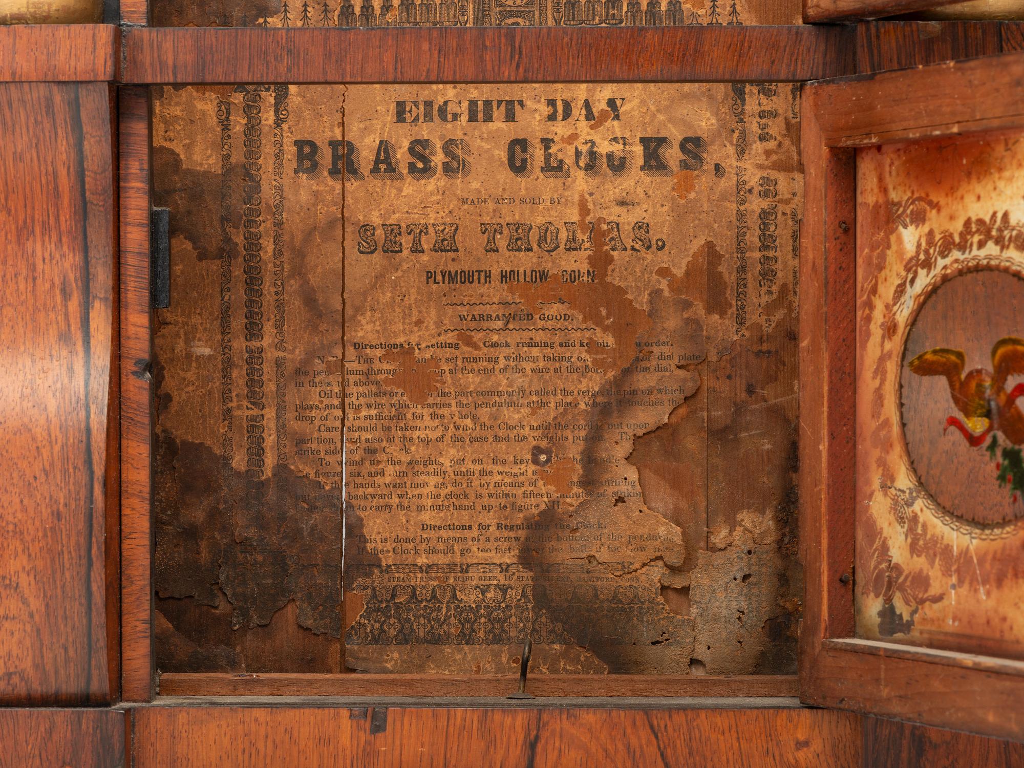 An American Eglomise Rosewood Mantel Clock