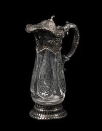 An American Silver Mounted Cut Glass Claret Jug