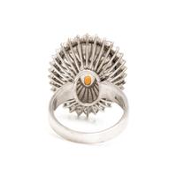 Opal Doublet, Diamond, and White Gold Ring