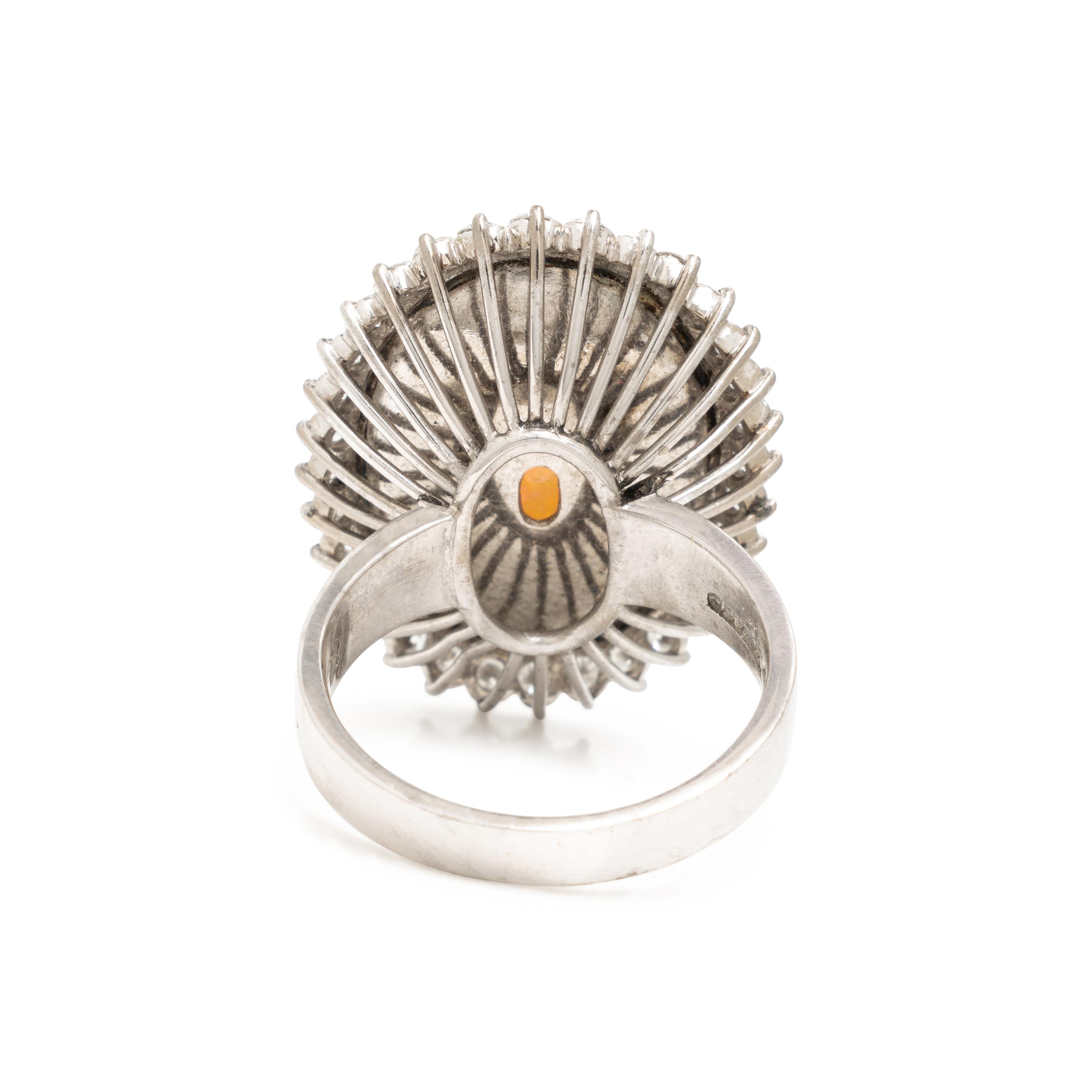 Opal Doublet, Diamond, and White Gold Ring