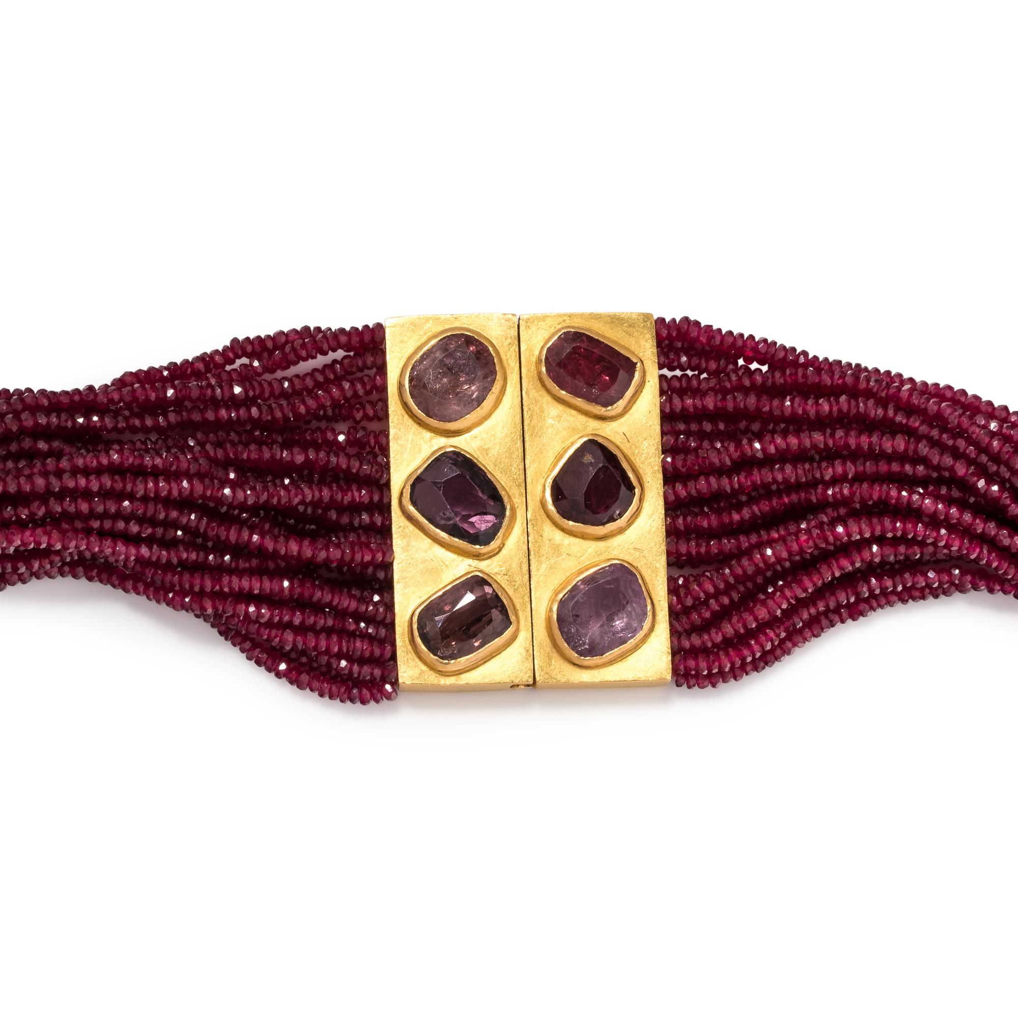 ANGELA PINTALDI, MULTISTRAND RUBY AND MULTICOLOR SAPPHIRE BEAD NECKLACE