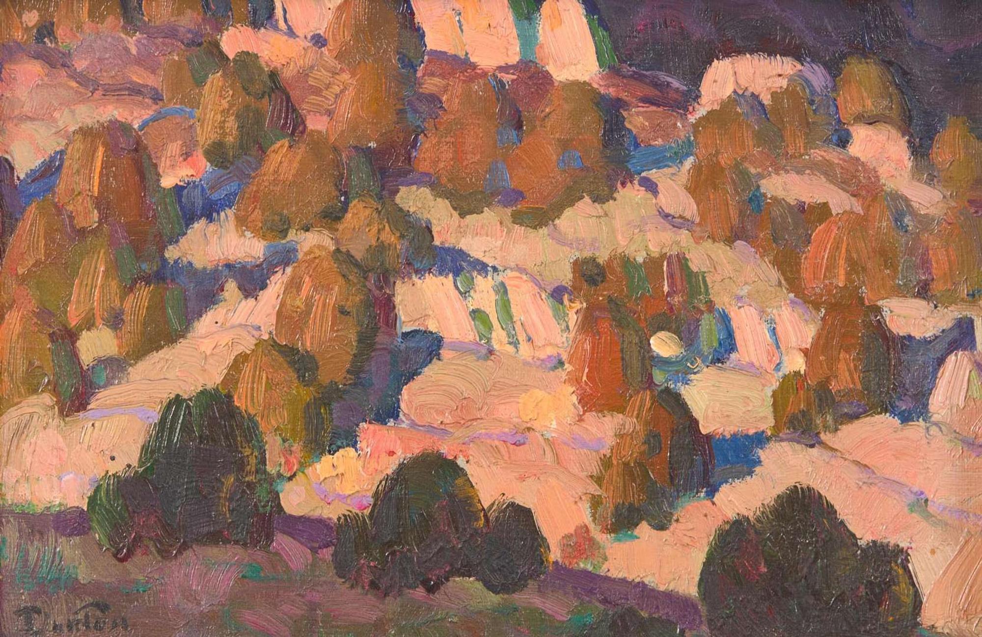 William Herbert Dunton (American, 1878-1936) - Southwestern Landscape (Field Sketch for Sunset in the Foothills)