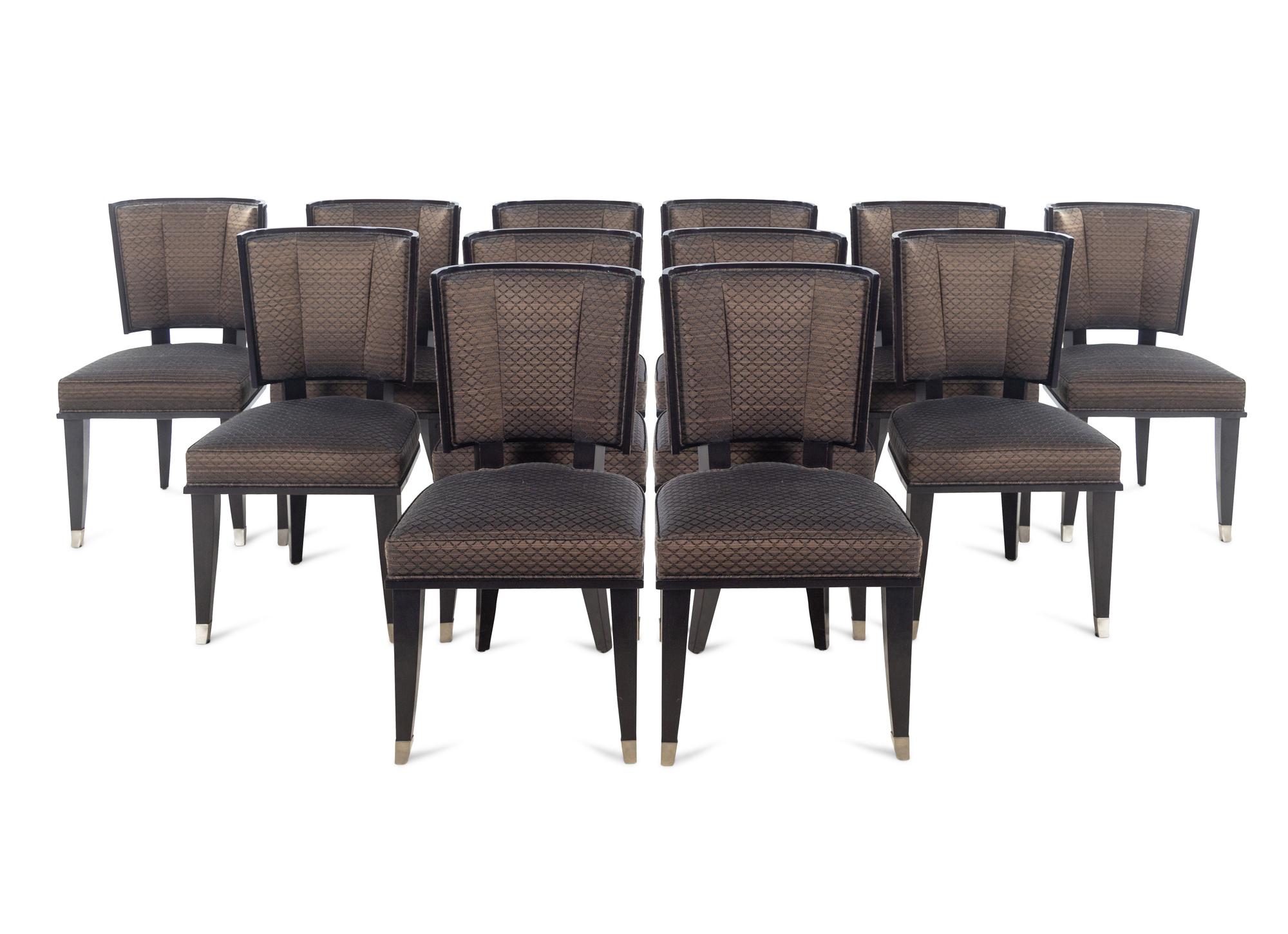 A Set of Twelve Mattaliano Art Deco Style Dining Chairs