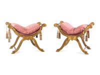 A Pair of Italian Giltwood Tabourets