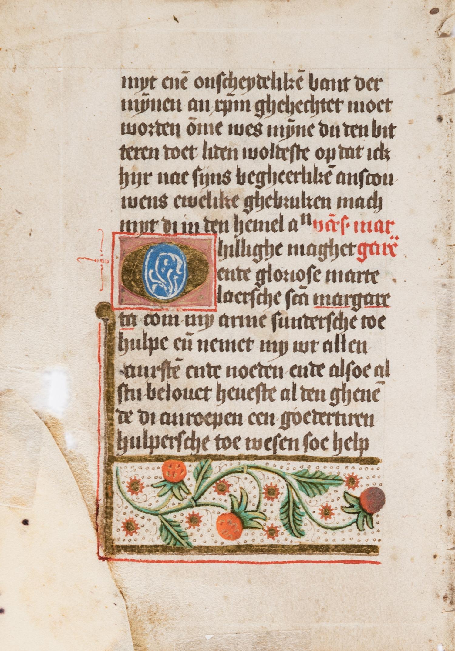 [BOOK OF HOURS]. A group of 25 leaves from medieval and renaissance manuscripts and printed books, including 5 or more from Otto Ege’s Fifty Original Leaves from Medieval Manuscripts. Western Europe: XII-XVI Century [compiled Cleveland, c.1950] and Original Leaves from Famous Bibles: Nine Centuries, 1121-1935 A.D [Compiled Cleveland, c.1950]. Various sizes, including: