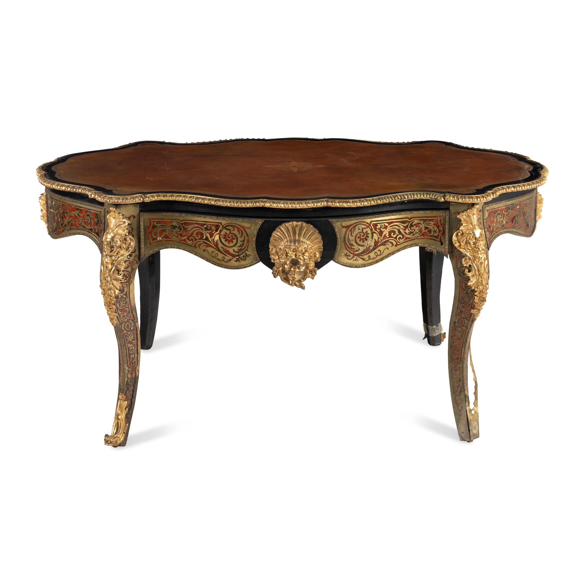A Napoleon III Style Boulle Marquetry Bureau Plat