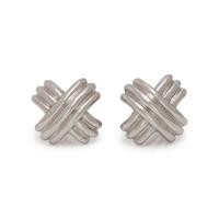 TIFFANY & CO., WHITE GOLD ‘X’ EARCLIPS