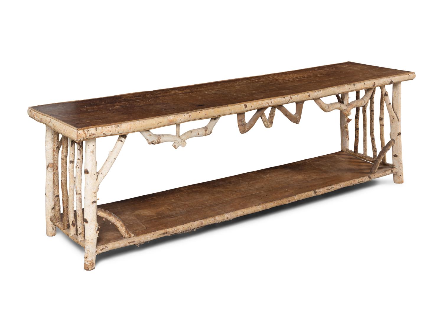 An Adirondack Style Birch and Oak Console Table