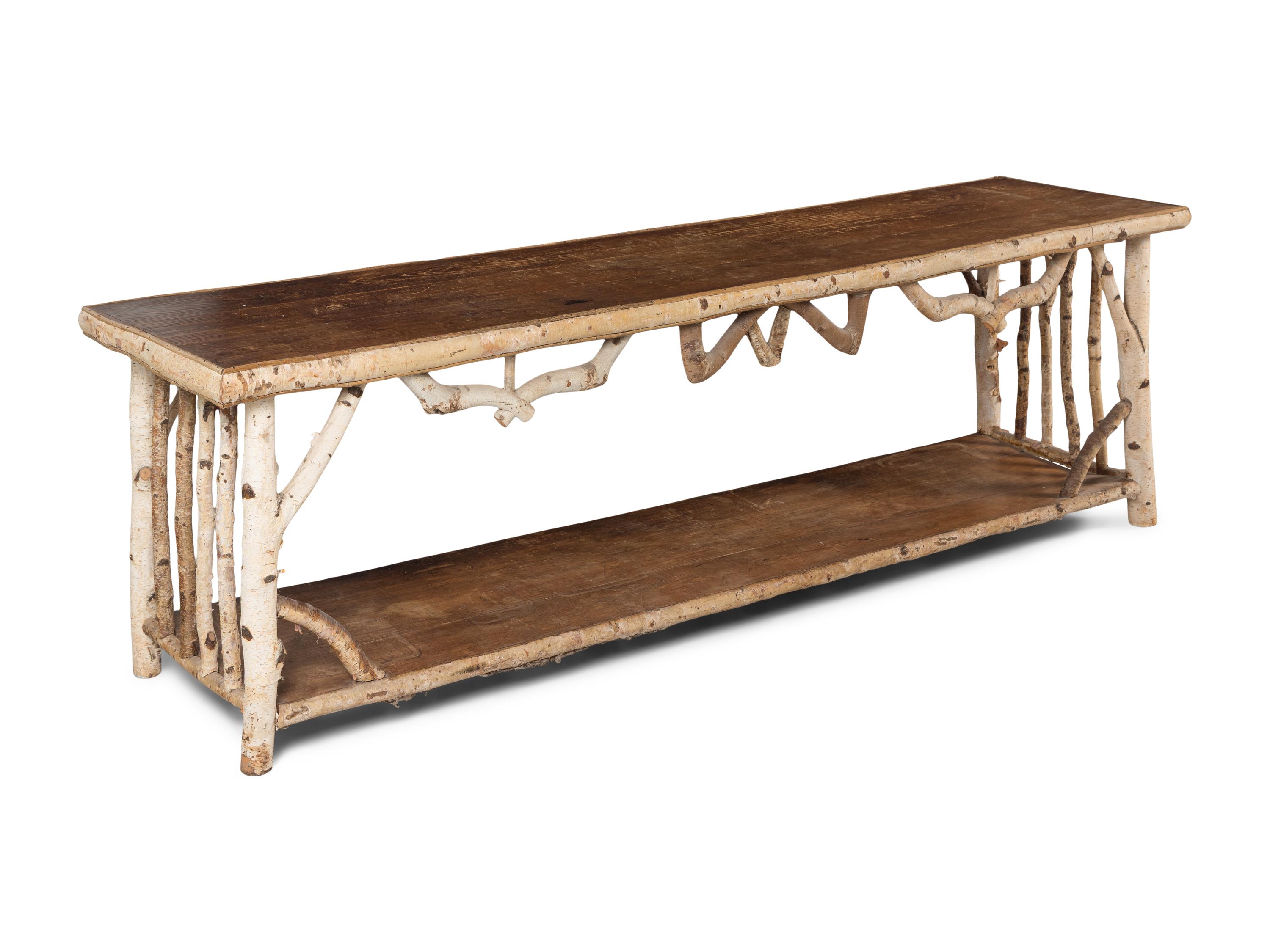 An Adirondack Style Birch and Oak Console Table