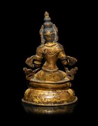 A Nepalese Parcel Gilt Bronze Figure of Vajrasattva