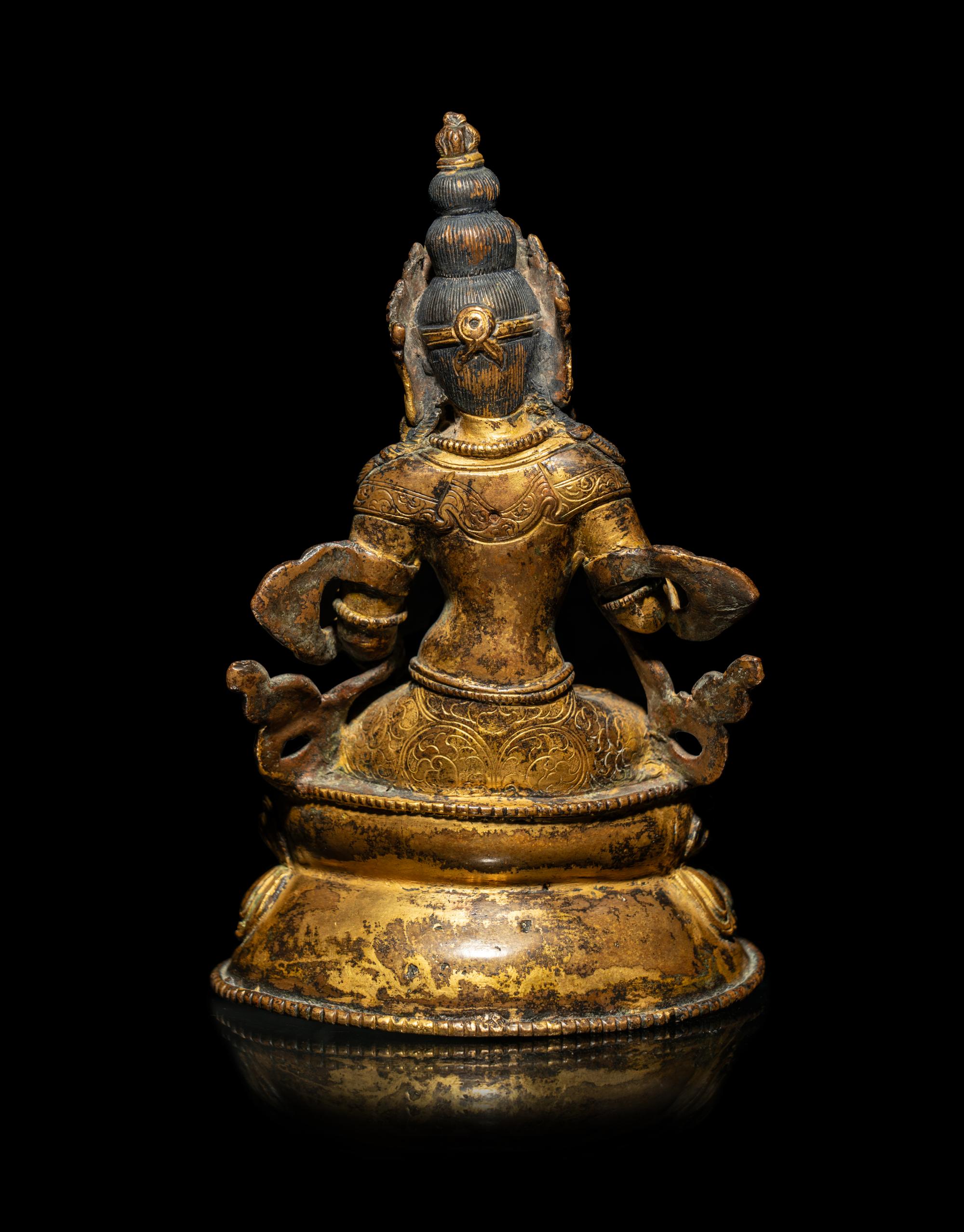 A Nepalese Parcel Gilt Bronze Figure of Vajrasattva